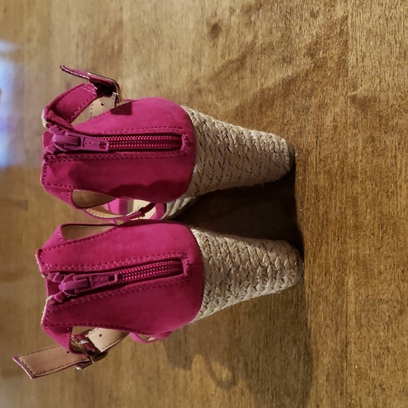 Candies Pink Espadrille Wedges Size 7.5 - Picture 4 of 8